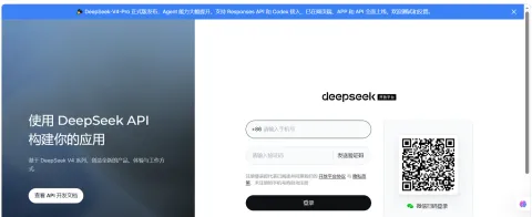 DeepSeek 开放平台登录页